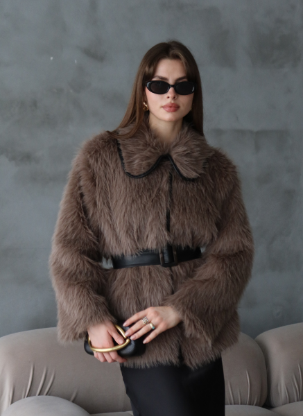 VİZON BELİ KEMERLİ SUNİ KÜRK KABAN