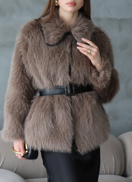 VİZON BELİ KEMERLİ SUNİ KÜRK KABAN