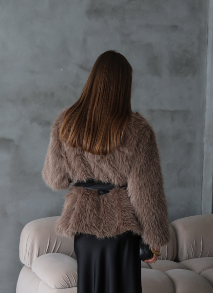 VİZON BELİ KEMERLİ SUNİ KÜRK KABAN