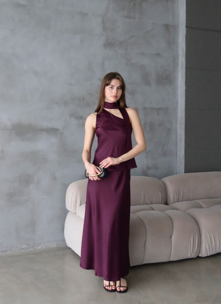 MÜRDÜM SATEN ŞALLI BLUZ