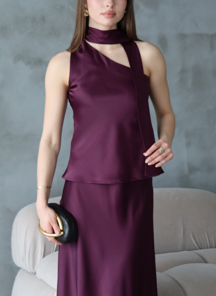 MÜRDÜM SATEN ŞALLI BLUZ