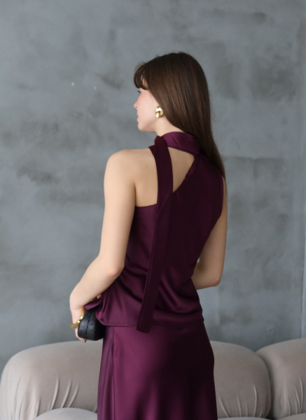 MÜRDÜM SATEN ŞALLI BLUZ