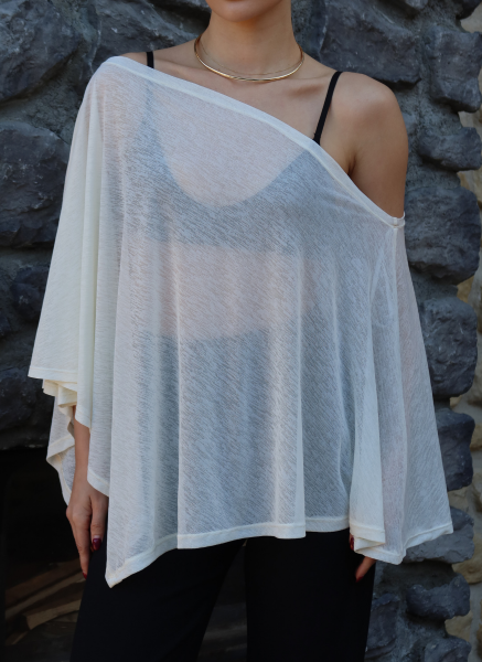 EKRU TRANSPARAN BLUZ