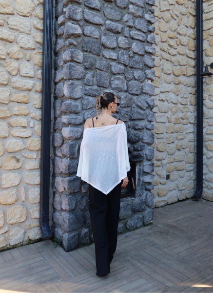 EKRU TRANSPARAN BLUZ